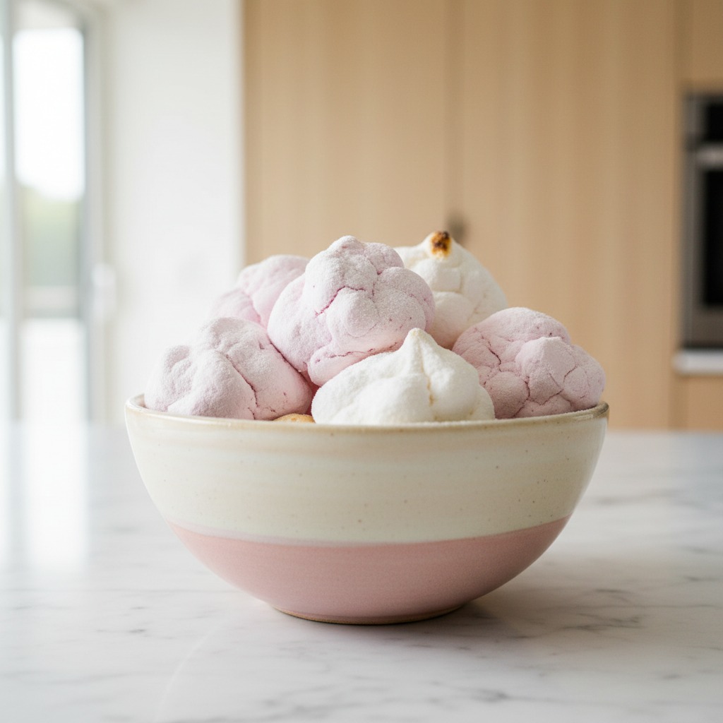 Soft and fluffy pink and white vegan marshmallows in a bowl.